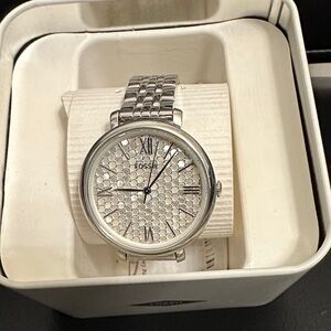 Fossil Silver Watch with Geometric Dial
